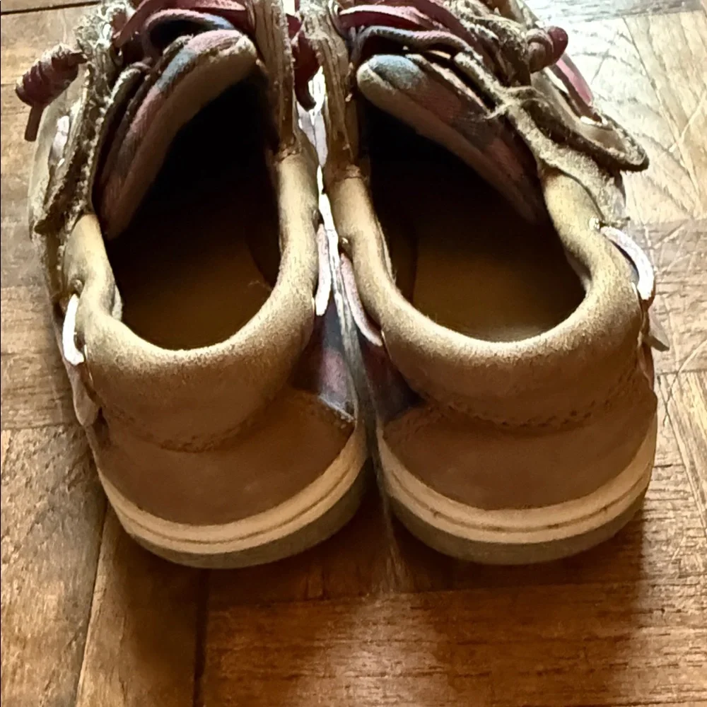 Sperry Kids Moccasins with Tan and Pink Accents